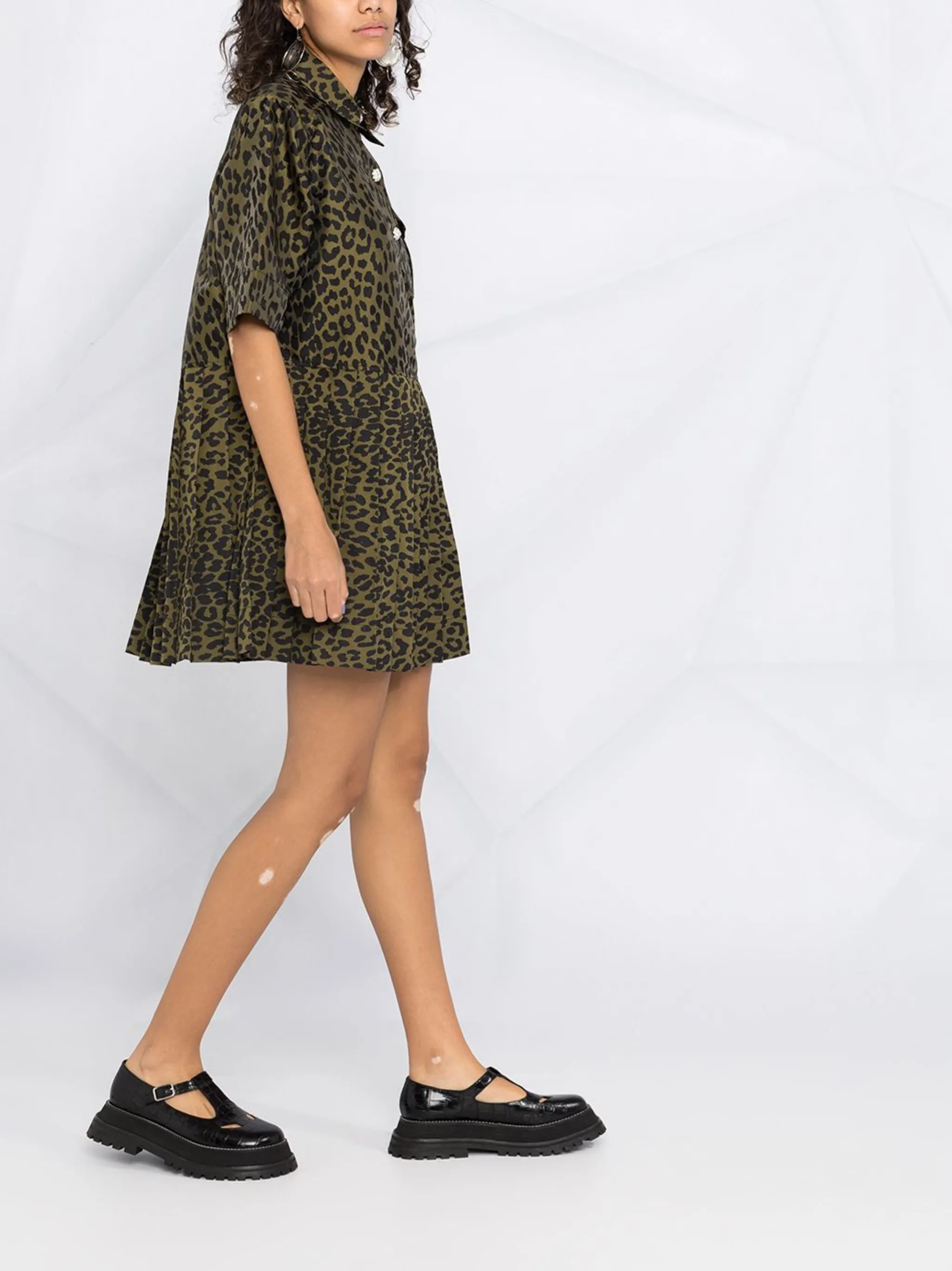 GANNI leopard print shirt dress Eraldo US