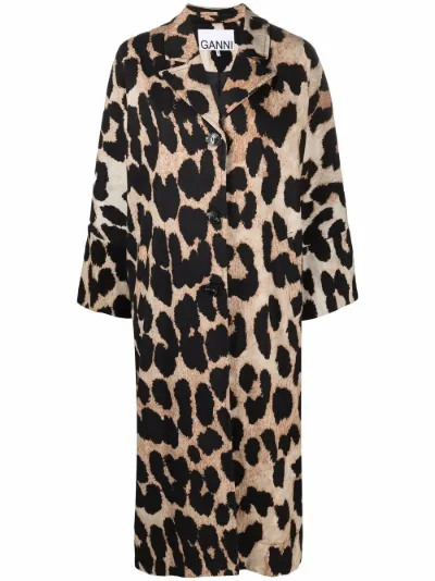 ganni leopard coat