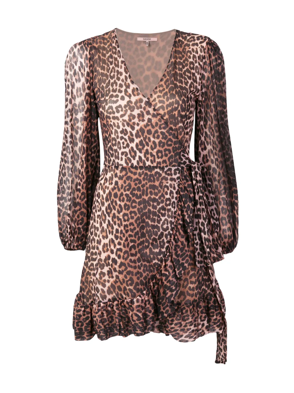 ganni leopard print wrap dress