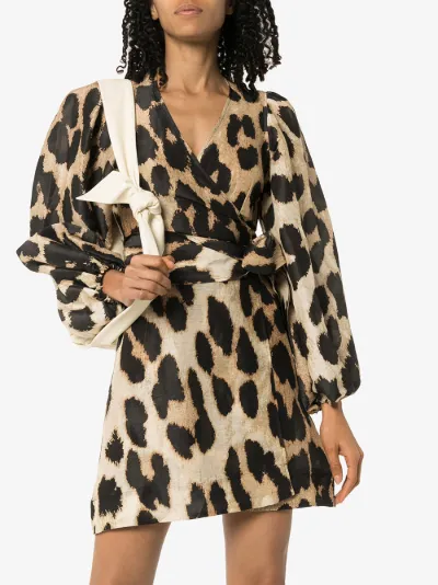 wrap leopard print dress