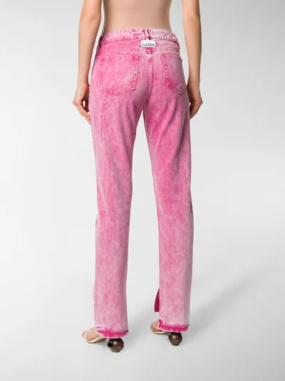 GANNI low-rise washed denim jeans pink | MODES