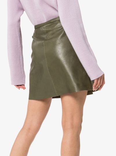 ganni leather wrap skirt