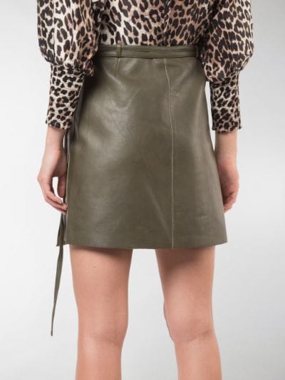 ganni leather wrap skirt