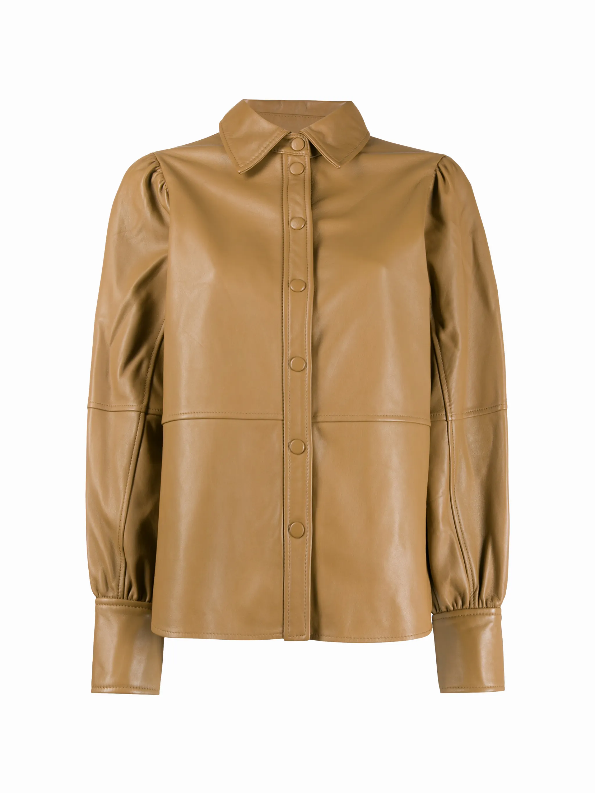 GANNI ベージュ レザーシャツジャケット GANNI ベージュ レザーシャツジャケット