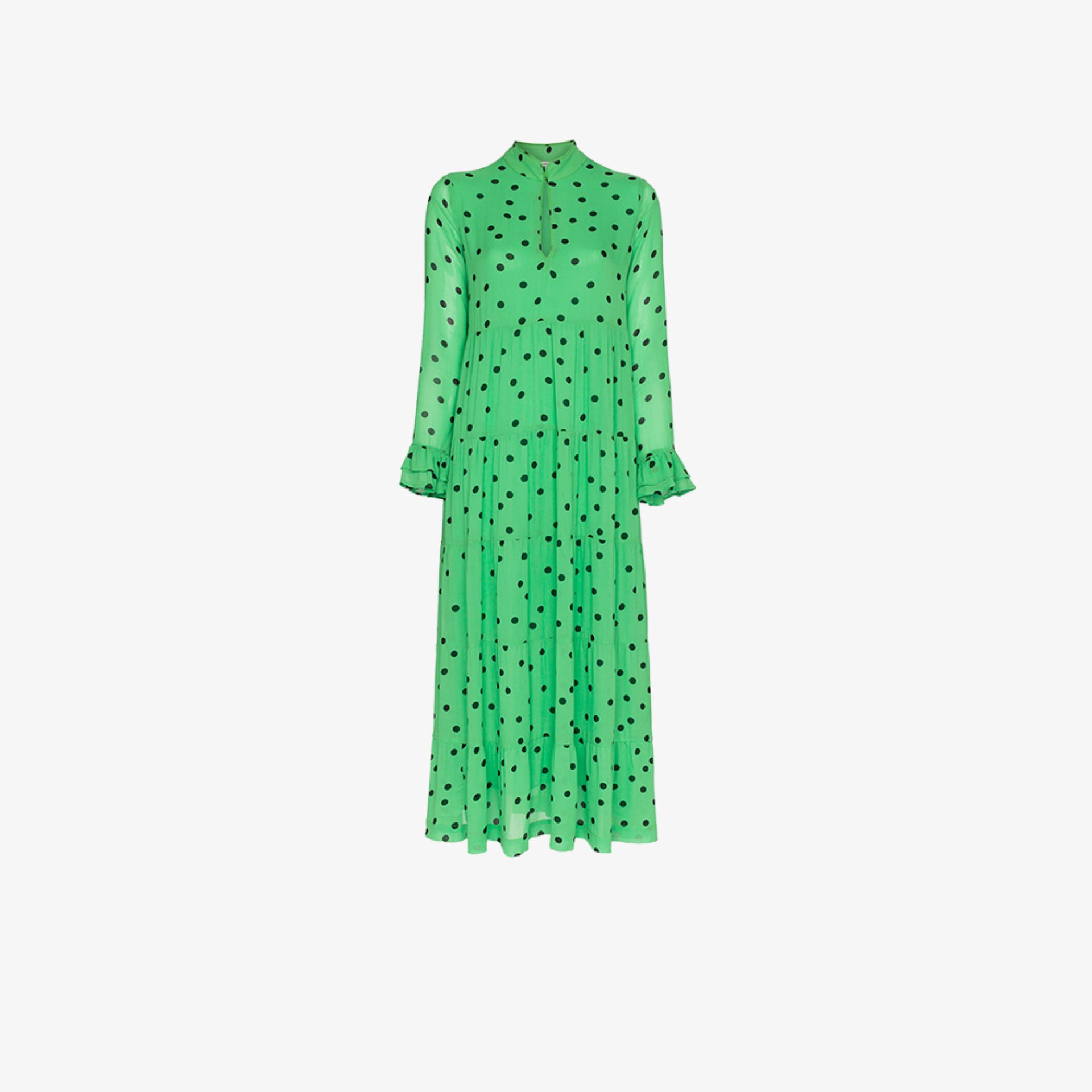 ganni green polka dot dress