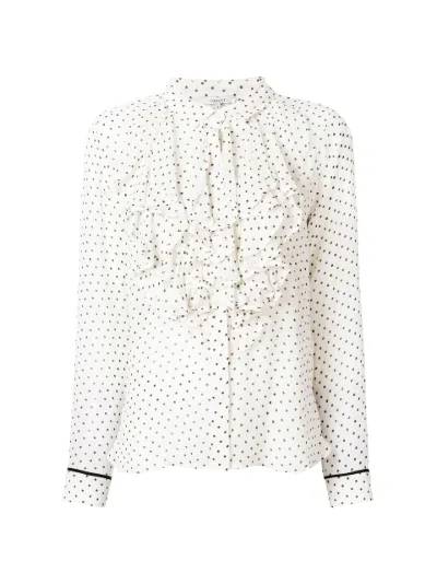 polka dot ruffle blouse