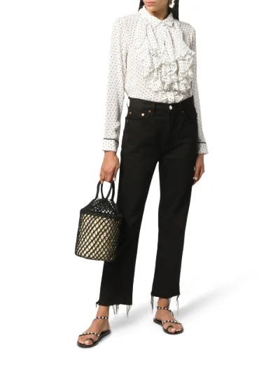 polka dot ruffle shirt