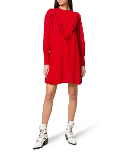 ganni red polka dot dress