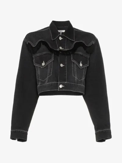 black denim jacket with fringe