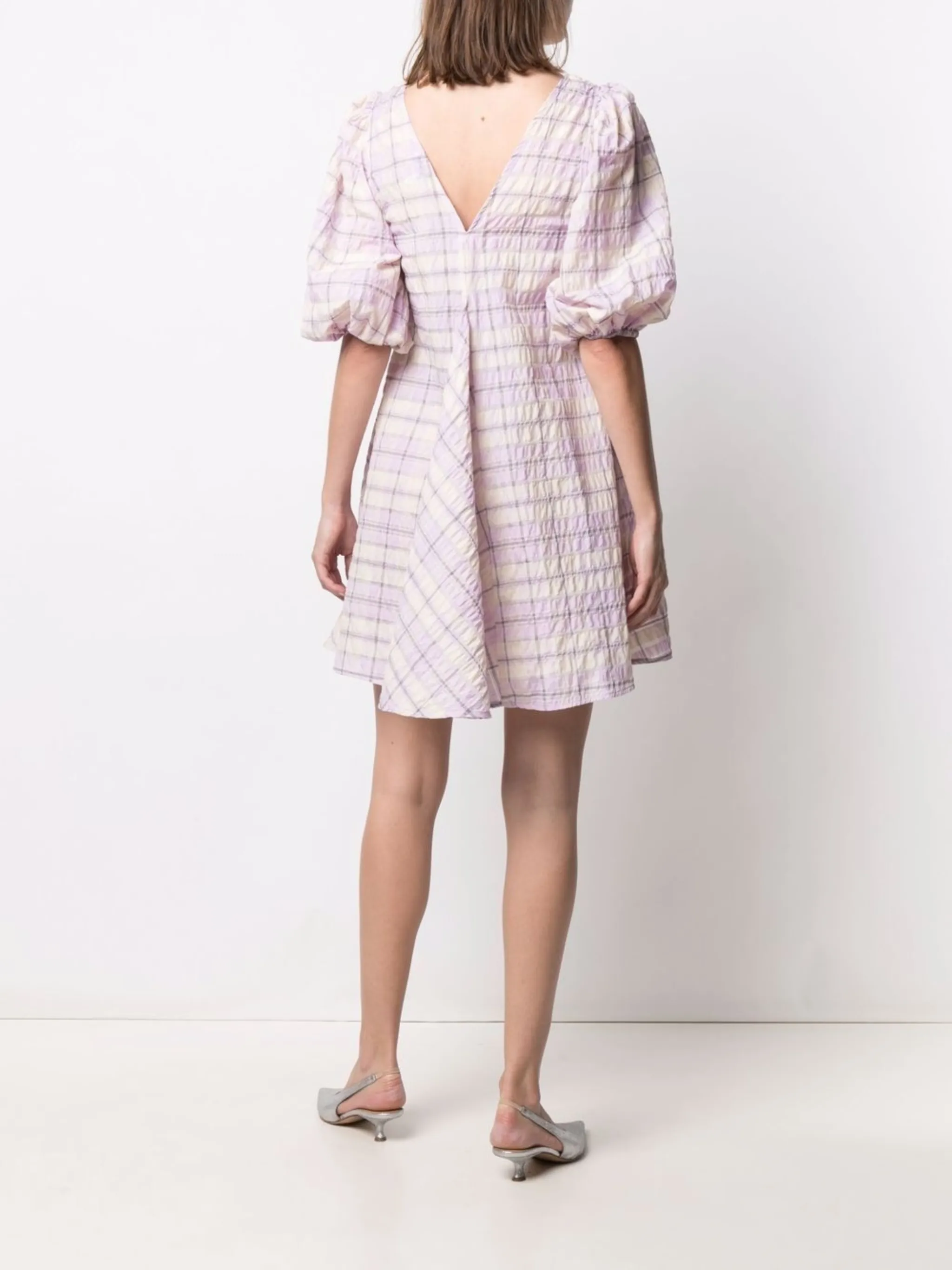GANNI seersucker check mini dress | Eraldo.com US