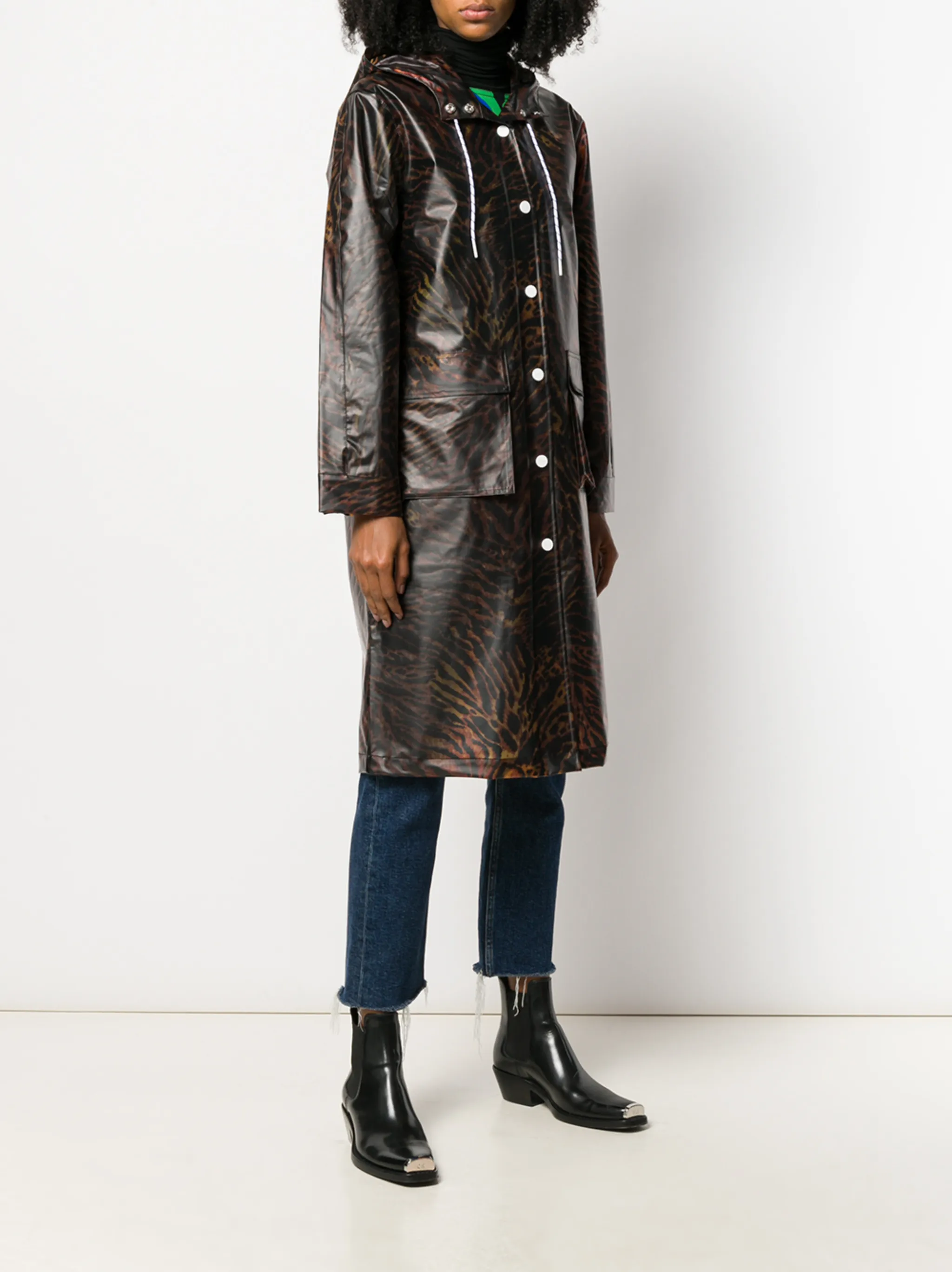 Ganni tiger print raincoat on sale