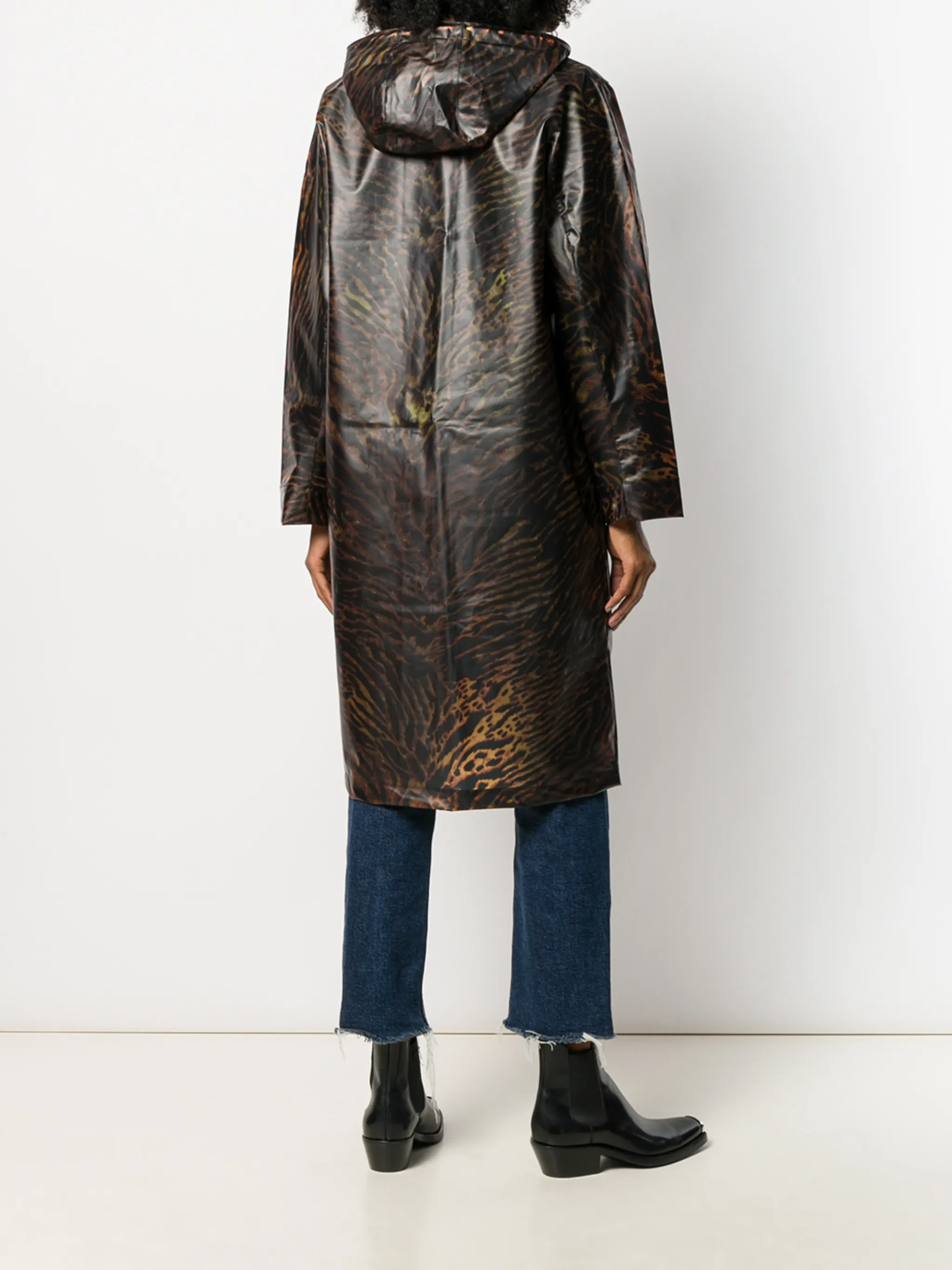 GANNI tiger print hooded raincoat Eraldo DE