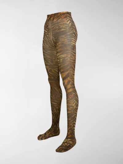 GANNI tiger print tights neutrals | MODES