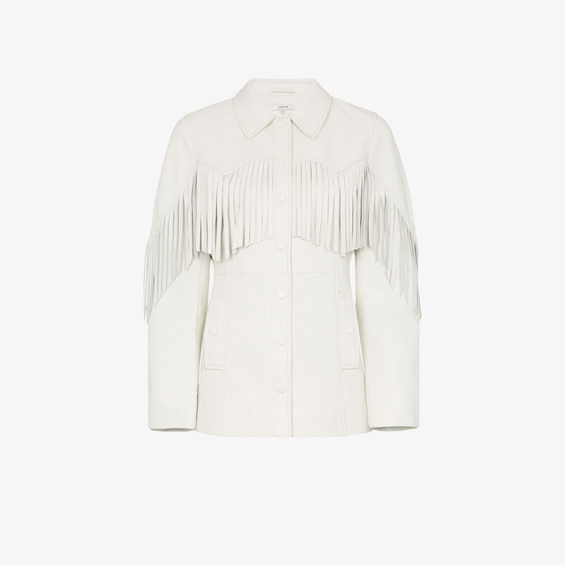 ganni white fringe jacket