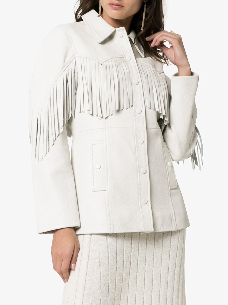 Ganni white fringe jacket Clearance