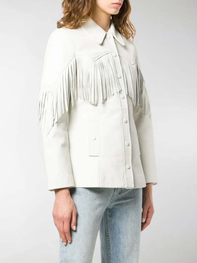ganni fringe leather jacket