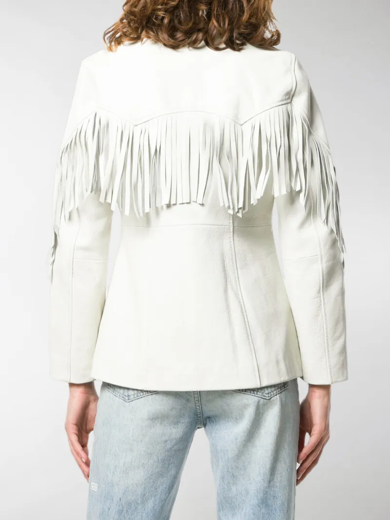 ganni white fringe jacket