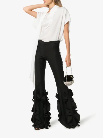 ruffle flare trousers