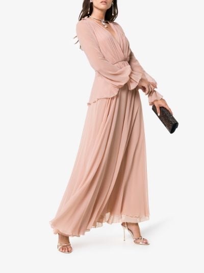 silk pink maxi dress