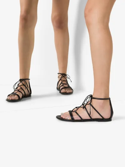 black leather gladiator sandals