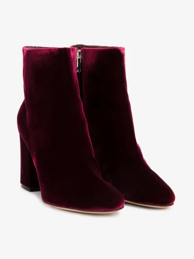 maroon velvet booties