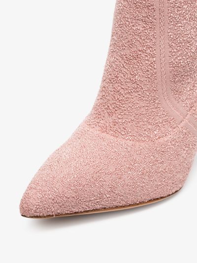 pink fiona 85 bouclé stretch fabric ankle booties展示图