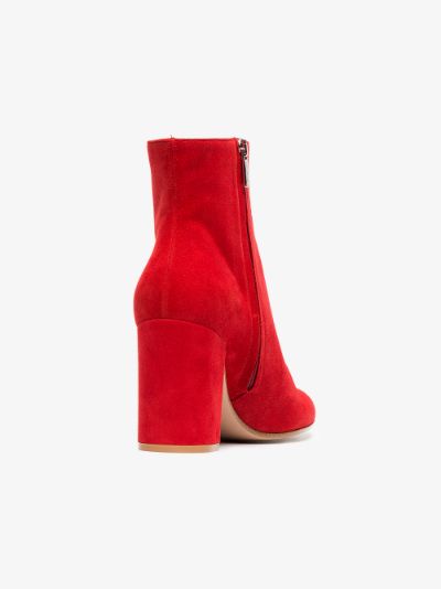 red margaux 85 suede leather ankle boots展示图