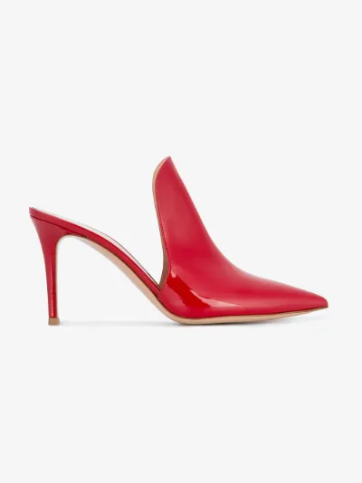 red pointed mules