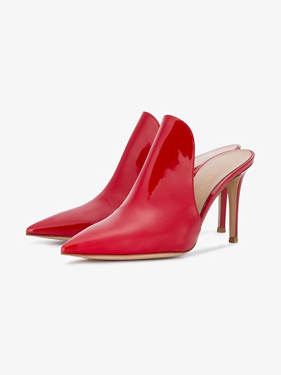 red pointed mules