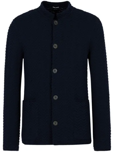 Giorgio Armani zigzag-embroidery buttoned cardigan | Eraldo.com JP 
