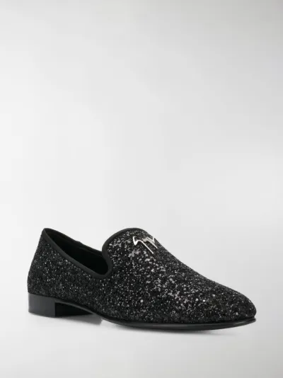 Giuseppe Zanotti Mocassini con glitter nero | MODES
