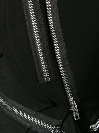 Asymmetric zip embellished panel coat