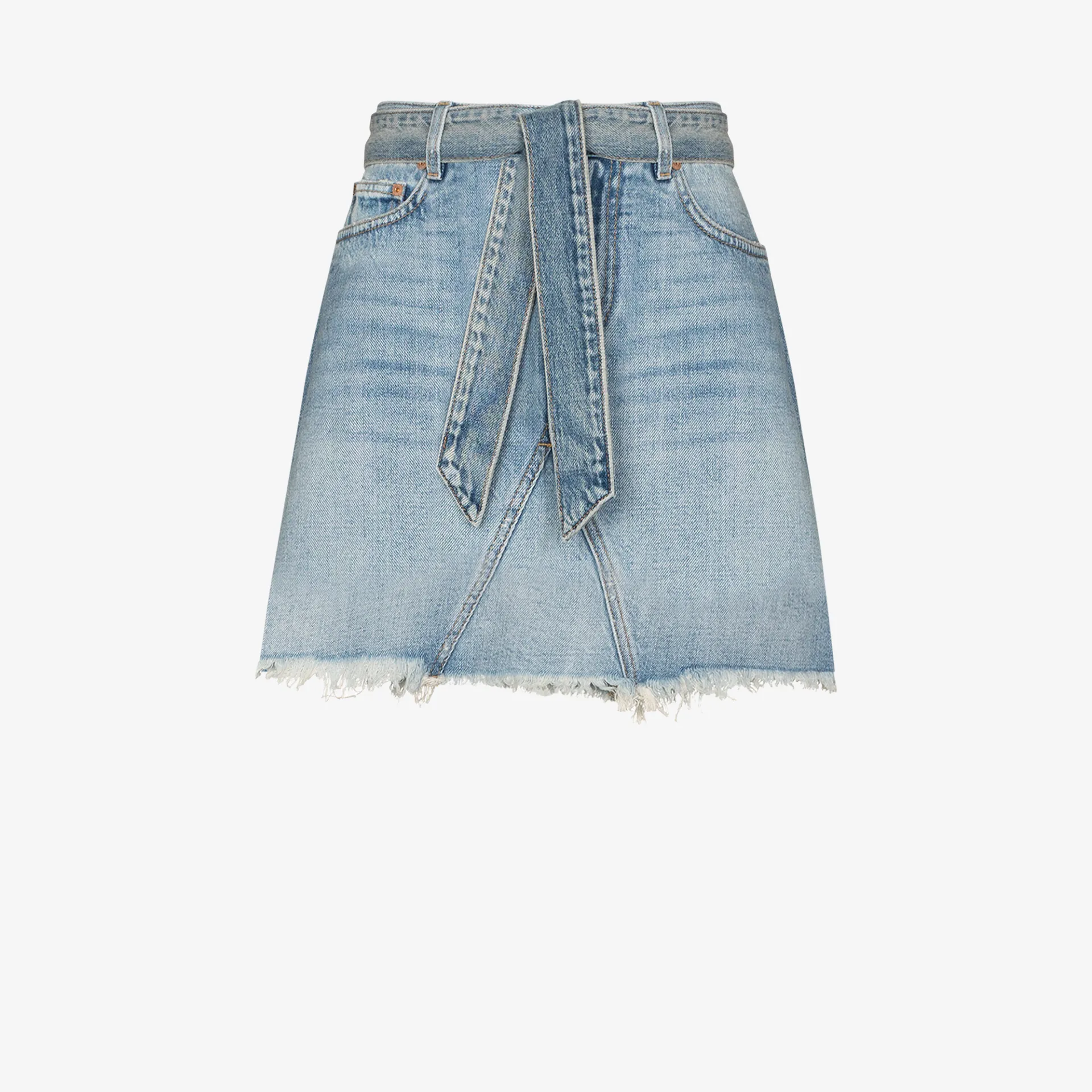 belted denim mini skirt