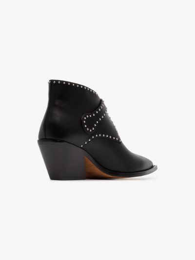 black Elegant 60 studded leather ankle boots展示图