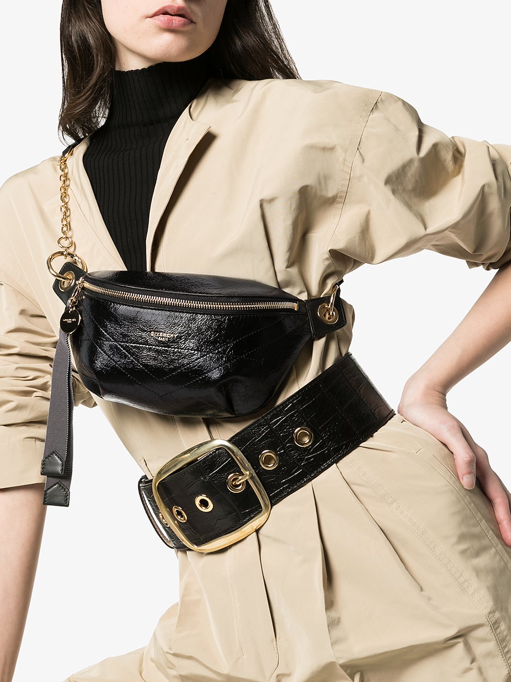 Givenchy black ID leather belt bag Browns