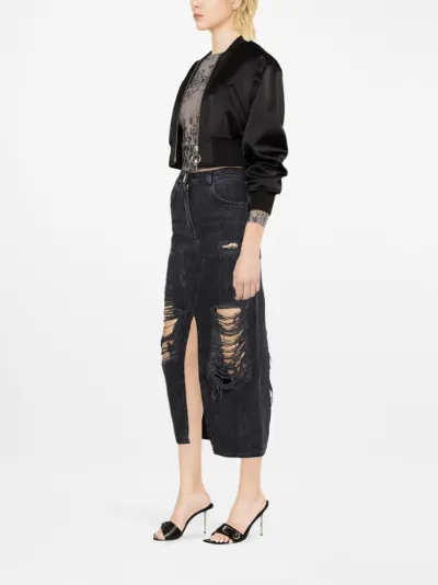 Black ripped hotsell midi skirt