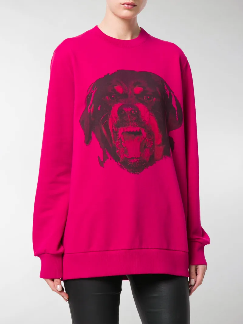 Givenchy Felpa con stampa rottweiler rosa | MODES