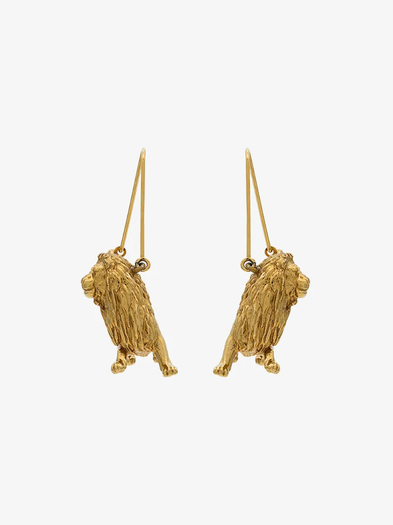 Givenchy Gold Metallic Leo Zodiac Earrings Browns