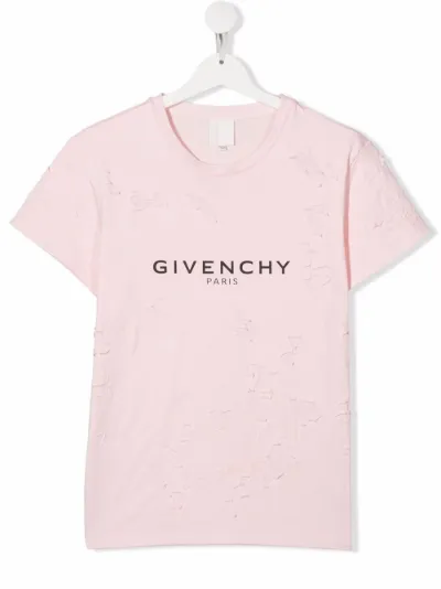 logo-print distressed T-shirt 