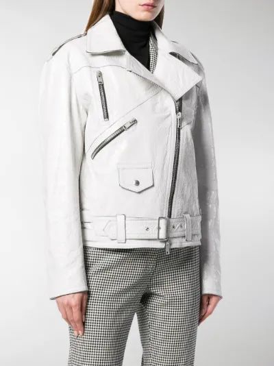 white oversized leather jacket