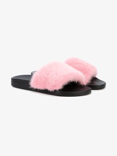 pink and white fur slides