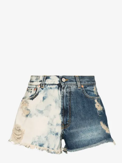 two tone denim shorts