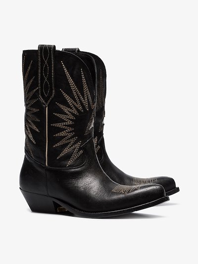 golden goose wish star leather western boots
