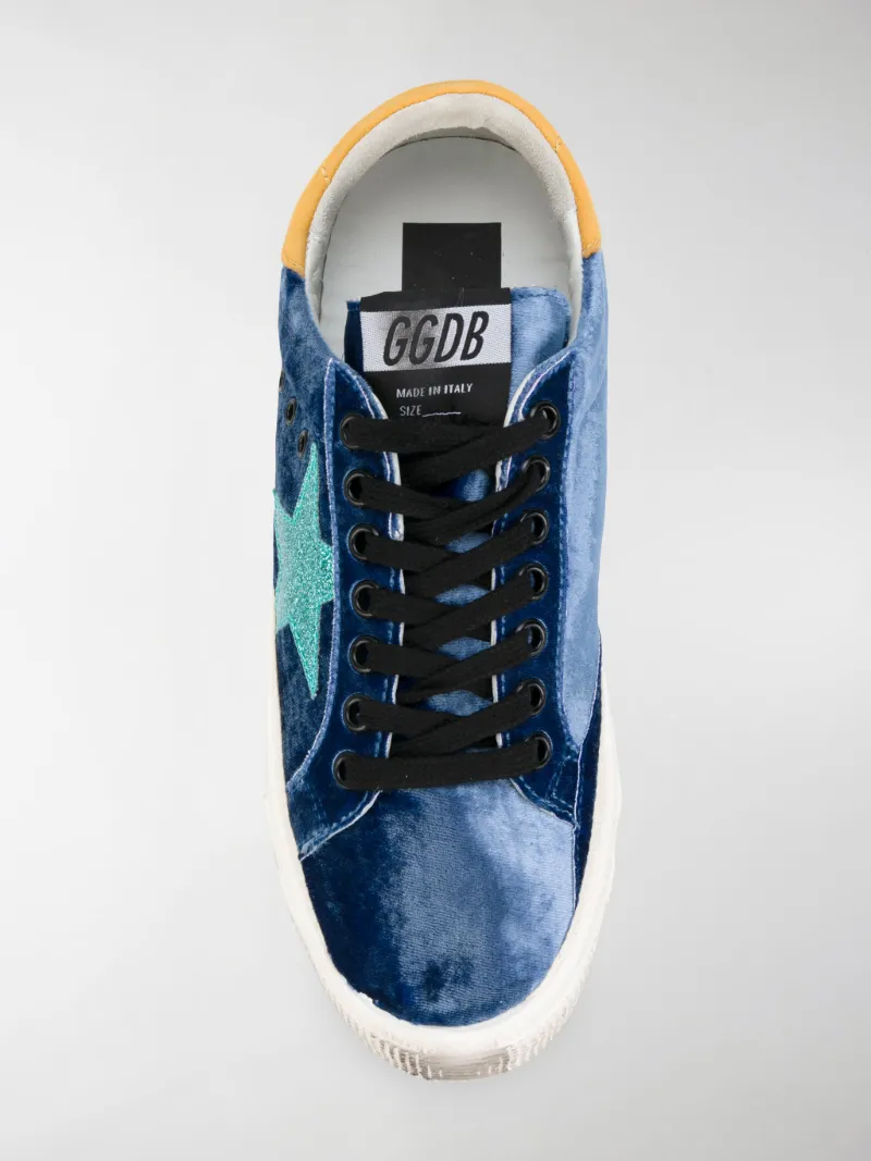golden goose blue velvet sneakers