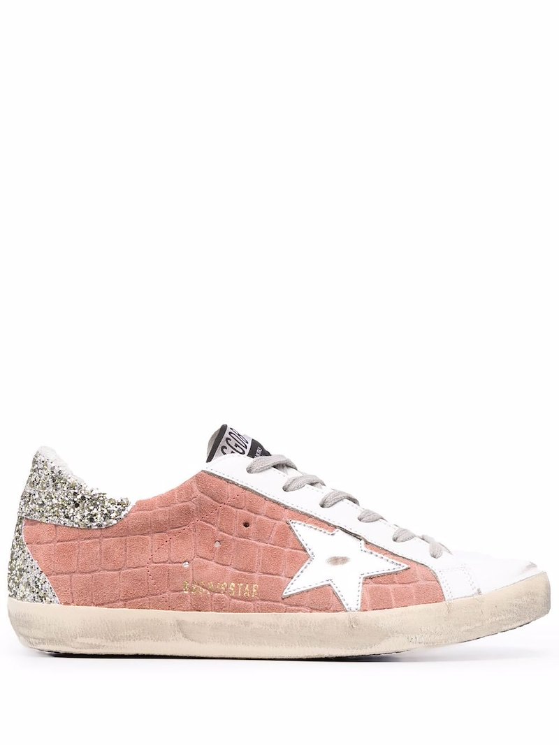 Golden Goose crocodile-effect panelled sneakers white | MODES