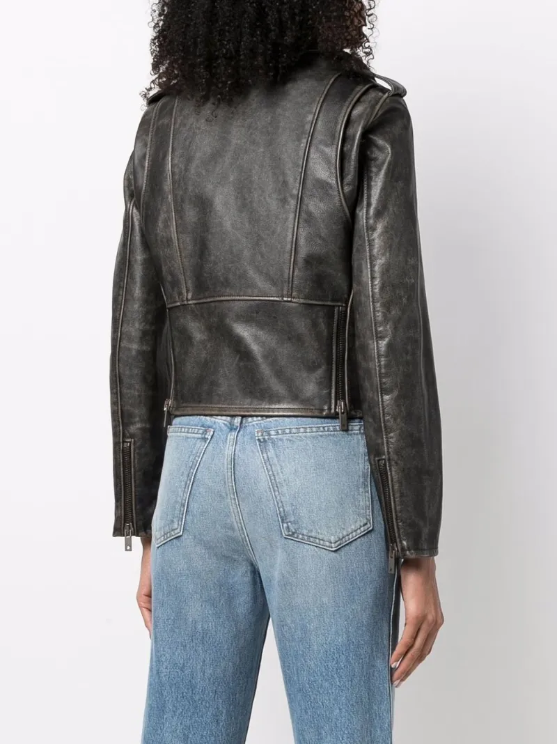 leather effect biker jacket