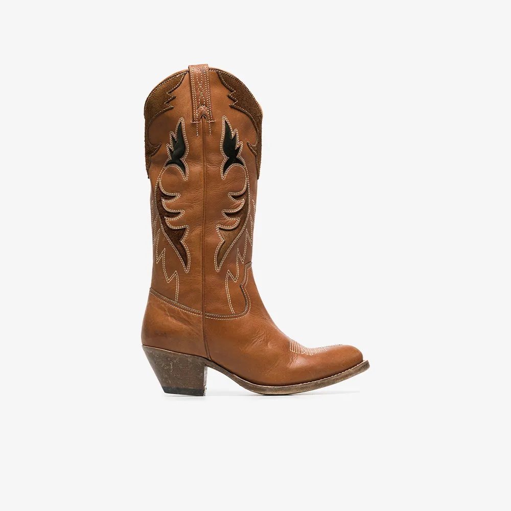 knee high black cowboy boots