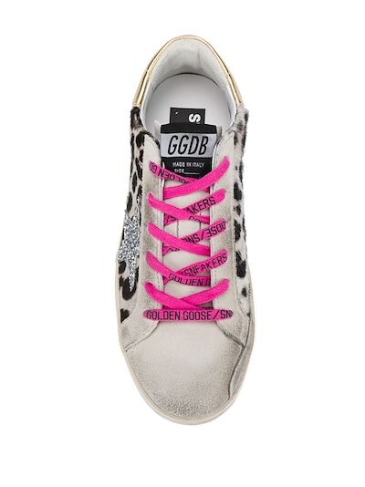 Barn spin Pil Golden Goose leopard print lace-up trainers grey | MODES