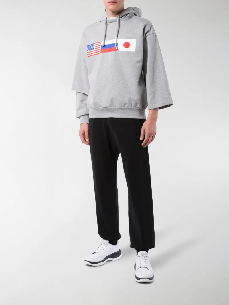 gosha rubchinskiy asymmetric flag print hoodie