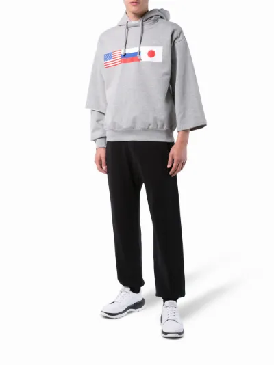 gosha rubchinskiy asymmetric flag print hoodie